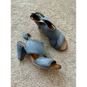 Miz Mooz NYC Blue Leather Slingback Heeled Sandals Size 9